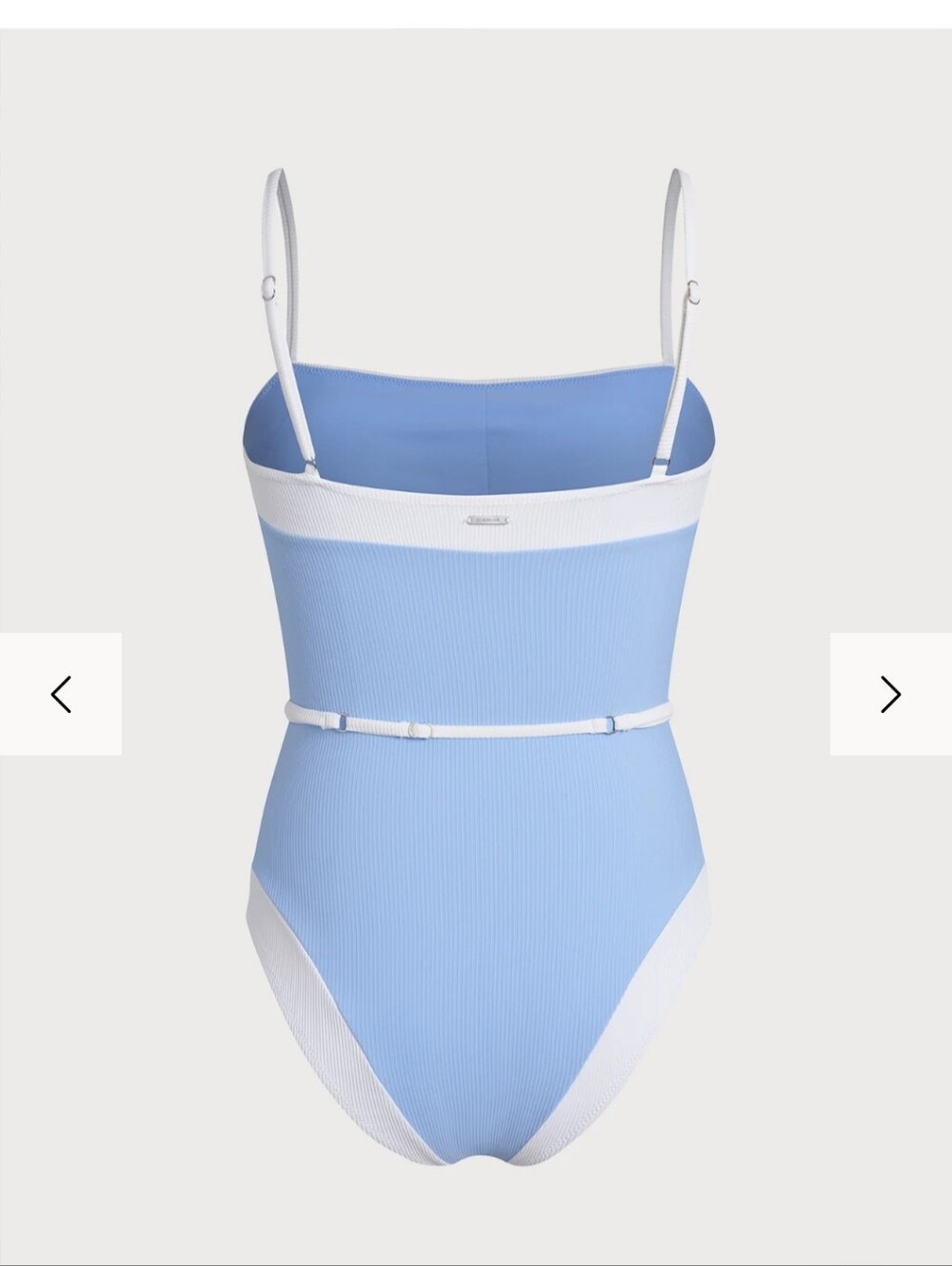 Women’s Light Blue One-Piece Swimsuit with White Trim - Picture 6 of 6